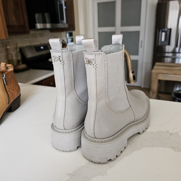 Sam Edelman Laguna Pebble Grey Leather Chelsea Moto Pull On Boots Sz 7 - Picture 7 of 10